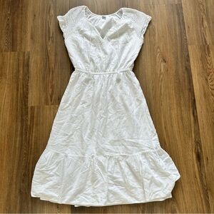 Old Navy | Dresses | Old Navy Womens Crochet Sleeve Midi Dress White Medium  Coastal Cottagecore Boho | Poshmark